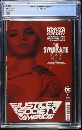 JUSTICE SOCIETY OF AMERICA #1 CGC 9.8 POWER GIRL TATTOO NATHAN SZERDY