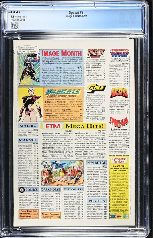 Spawn 2 CGC 9.8 6/92 Image Comics