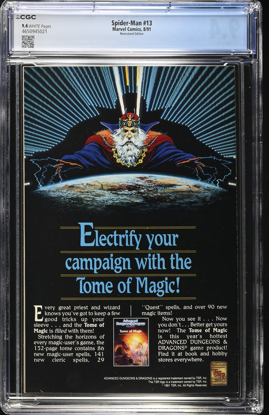 Spider-Man #13-CGC 9.4-Morbius Appearance-McFarlane Cover-Newsstand 1991