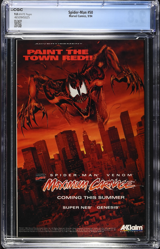 Spider-man #50 CGC 9.8 (1994) features Origin of the Grim Hunter