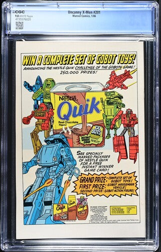The Uncanny X-Men #201 CGC 9.8 White pages (Marvel Comics January 1986)