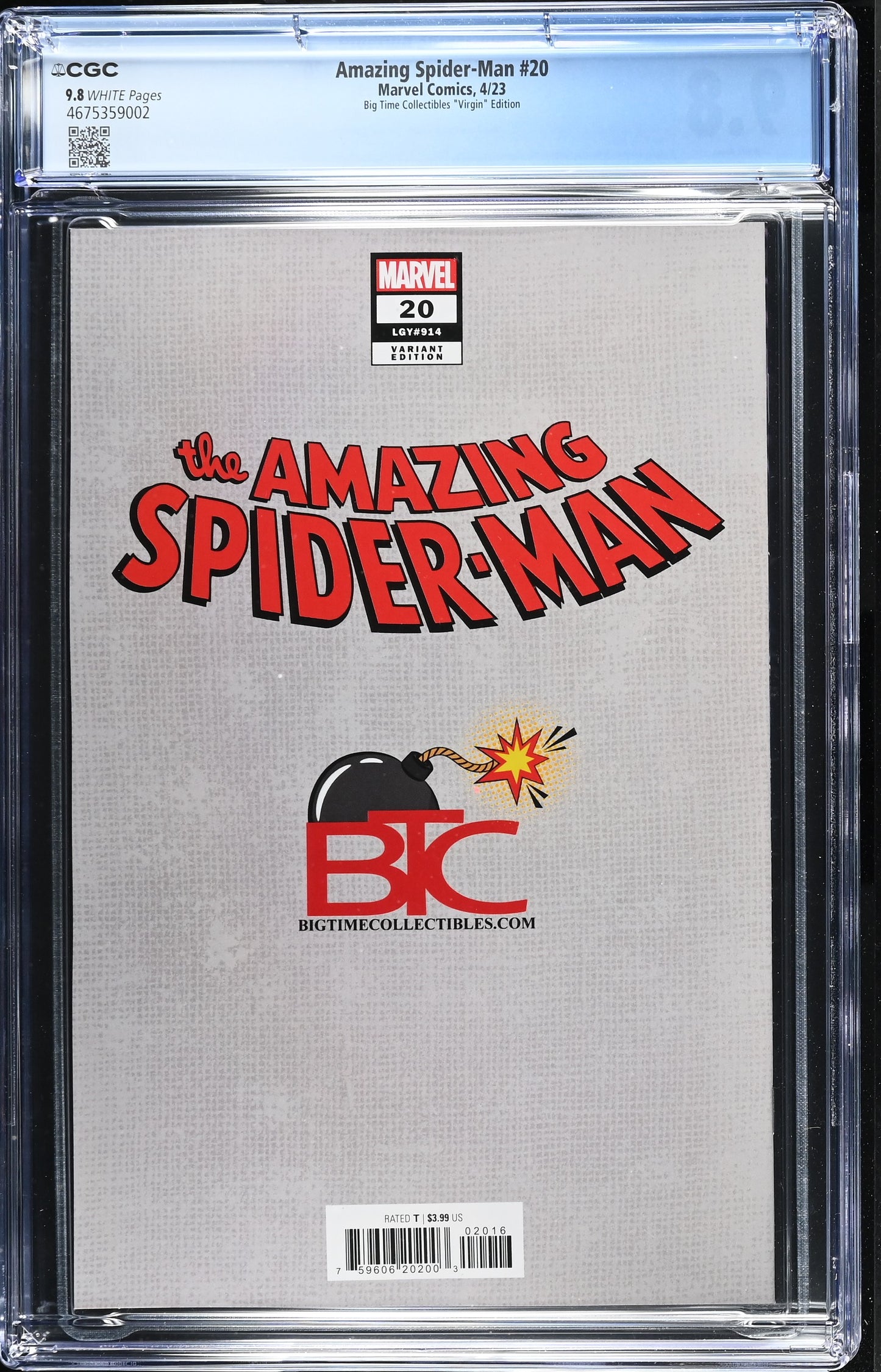 Amazing Spiderman #20 Big Time Collectibles Virgin Edition CGC 9.8