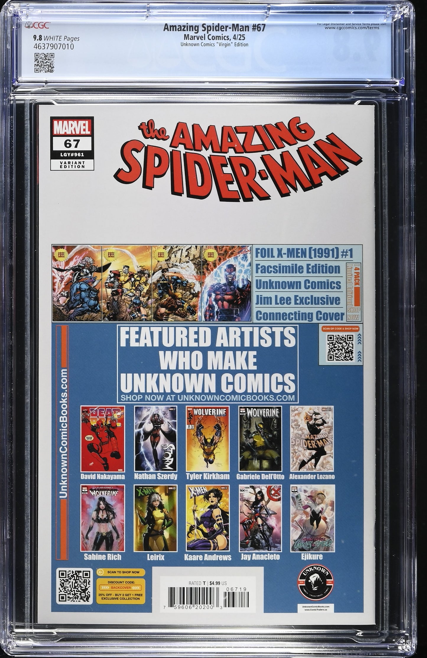 Amazing Spider-man # 67 (2025) CGC 9.8 Lozano Black Cat Virgin Edition