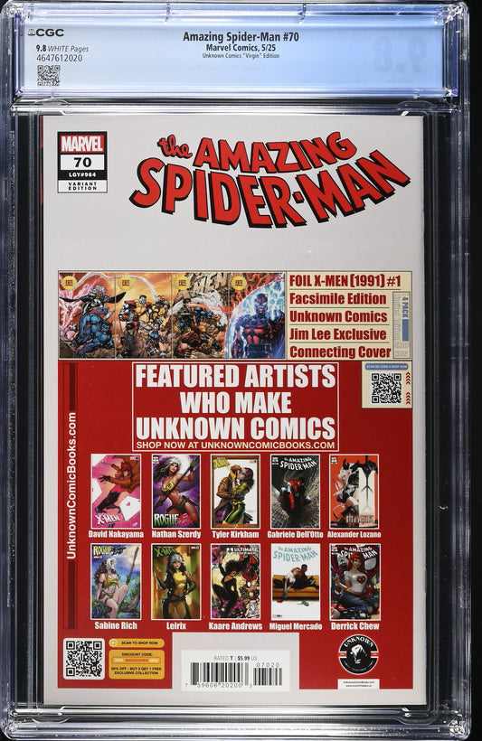 Amazing Spider-Man 70 CGC 9.8 (2025) Manhanini Unknown Comics Virgin Variant