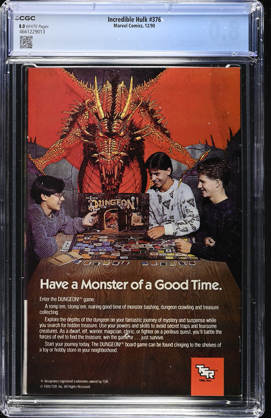 The Incredible Hulk #376 (Marvel Comics March 1991) CGC 8.0