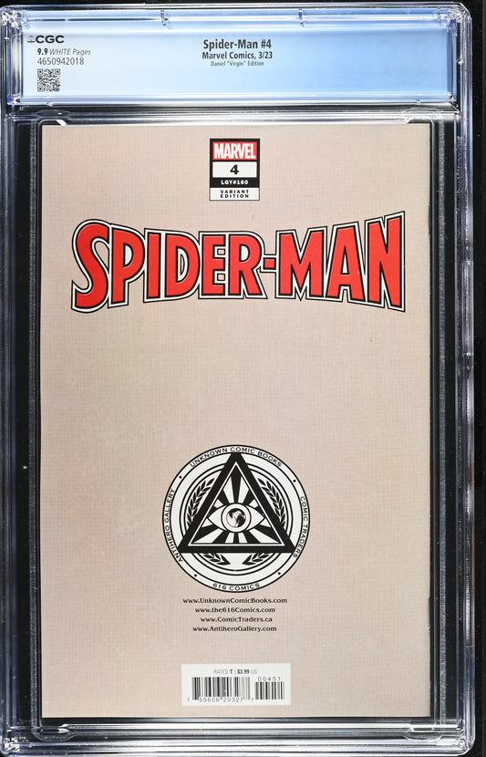 Spider-man #4 - CGC 9.9 Mint- Tony Daniel Virgin Exclusive 2023 Marvel Comics