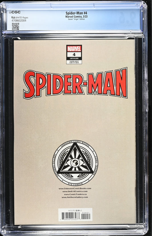 SPIDER-MAN #4 UNKNOWN COMICS TONY DANIEL EXCLUSIVE VIRGIN VAR (2023) CGC 9.6