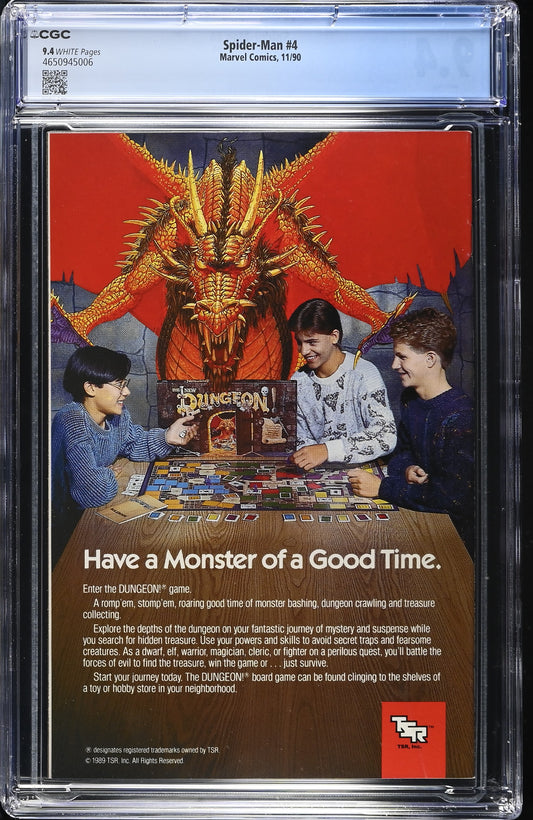 Spider-Man #4 CGC 9.4 Marvel 1990 Key McFarlane Torment Part 4