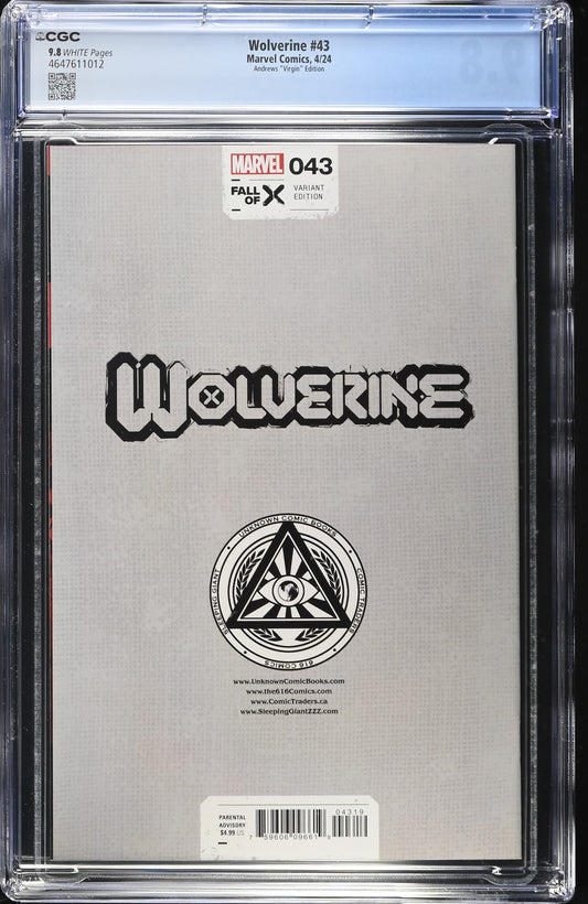 Wolverine #43 CGC 9.8 Marvel - Kaare Andrews Exclusive Virgin Variant