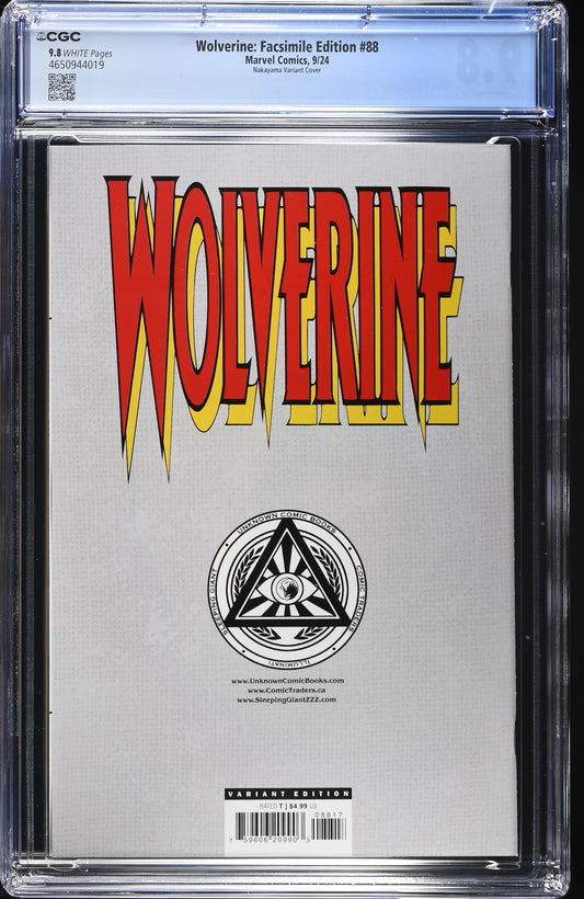 Wolverine #88 Facsimile Edition. CGC 9.8. Nakayama Variant
