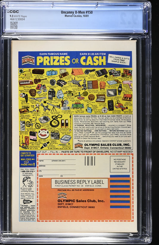 Uncanny X-Men Issue #150 (Magneto Appearance) CGC 9.2