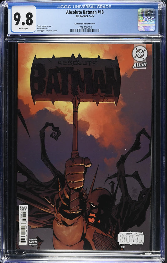 Absolute Batman #18 CGC 9.8 Camuncoli Variant Cover