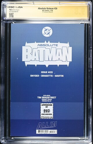 Absolute Batman #20 CGC 9.8 217 Exclusives Edition B