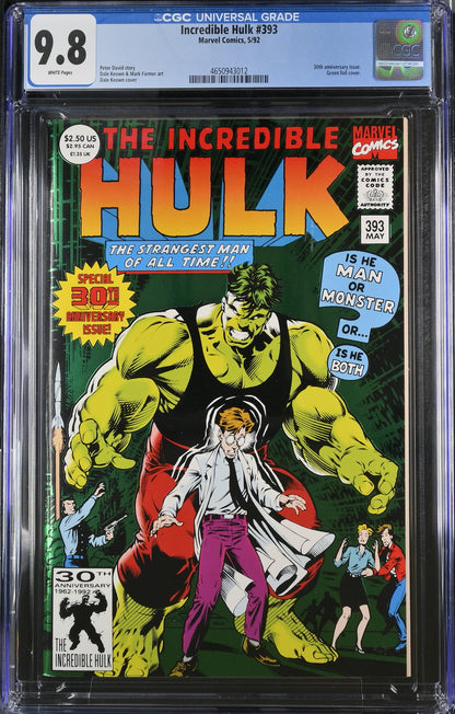 Incredible Hulk 393 - CGC 9.8 - 30th Anniversary Issue. Green Foil Cover - 1992