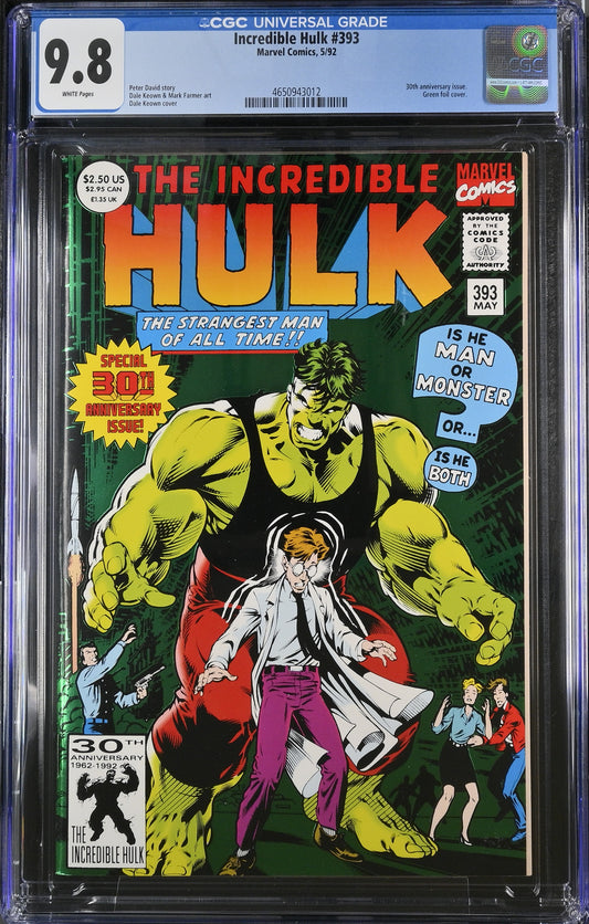 Incredible Hulk 393 - CGC 9.8 - 30th Anniversary Issue. Green Foil Cover - 1992