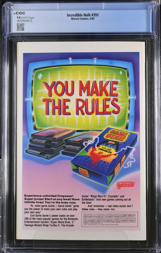 Incredible Hulk 393 - CGC 9.8 - 30th Anniversary Issue. Green Foil Cover - 1992