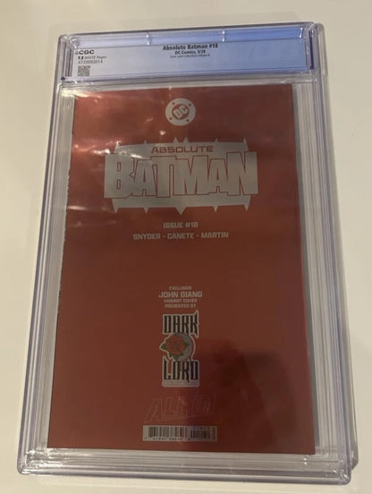 DC Comics Absolute Batman 18 CGC 9.8 John Giang foil Variant Limited Darklord