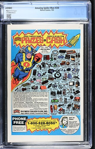 Amazing Spider-Man # 230 CGC 9.6 White (Marvel, 1982) Juggernaut appearance