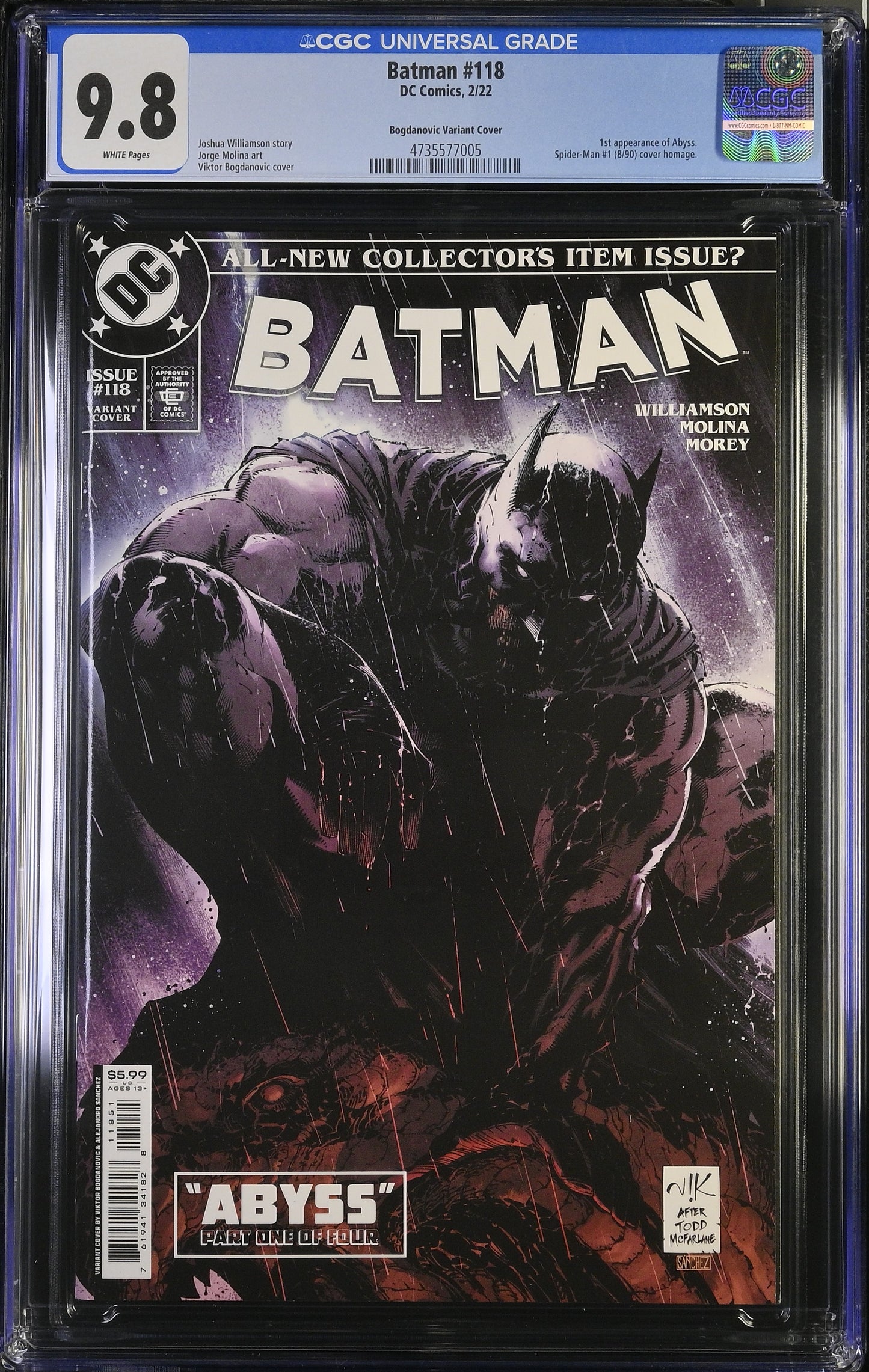 Batman #118 Abyss Variant Cover CGC 9.8 By DC Comics 2022