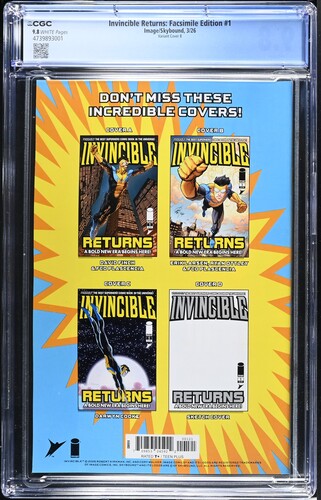 Invincible Returns Facsimile Edition #1 CGC 9.8 Variant B Erik Larsen Skybound