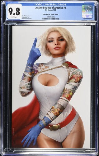 JUSTICE SOCIETY OF AMERICA #1 CGC 9.8 POWER GIRL TATTOO NATHAN SZERDY