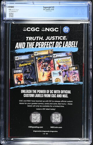 Supergirl #3 Artgerm Lau variant CGC 9.8 NM/M Gorgeous Gem Wow
