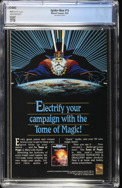 Spider-Man #13-CGC 9.4-Morbius Appearance-McFarlane Cover-Newsstand 1991