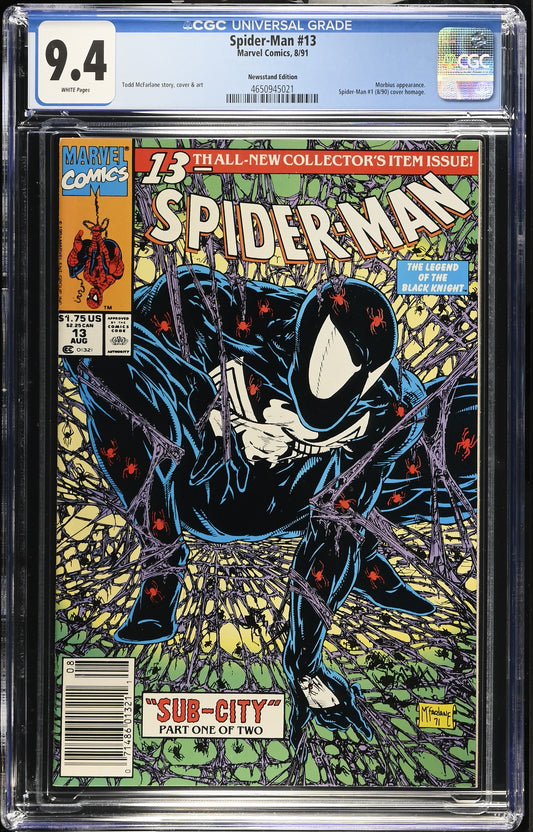Spider-Man #13-CGC 9.4-Morbius Appearance-McFarlane Cover-Newsstand 1991