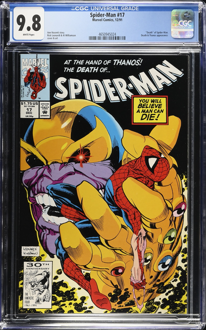 Spider-Man 17 CGC 9.8 White (Classic Thanos & Infinity Gauntlet Cover)