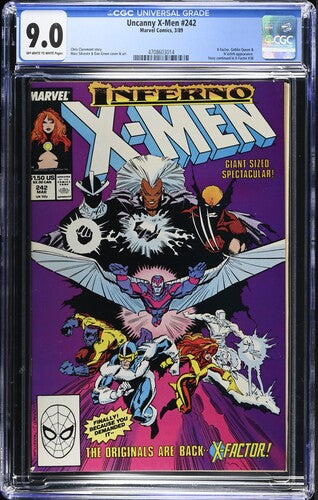 Uncanny X-MEN #242 CGC 9.0 White Pages Inferno Goblin Queen Marvel Comics 1989