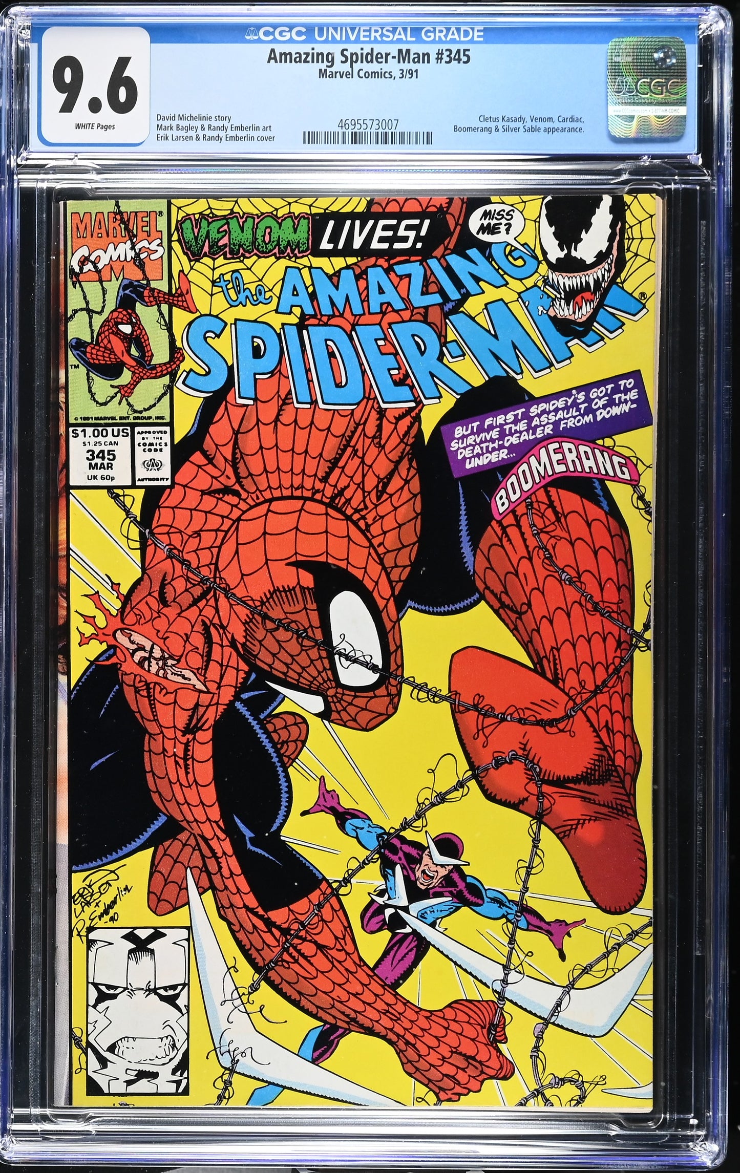 Amazing Spider-Man #345 CGC 9.6 1991 First Appearance Cletus Kassidy (Carnage)