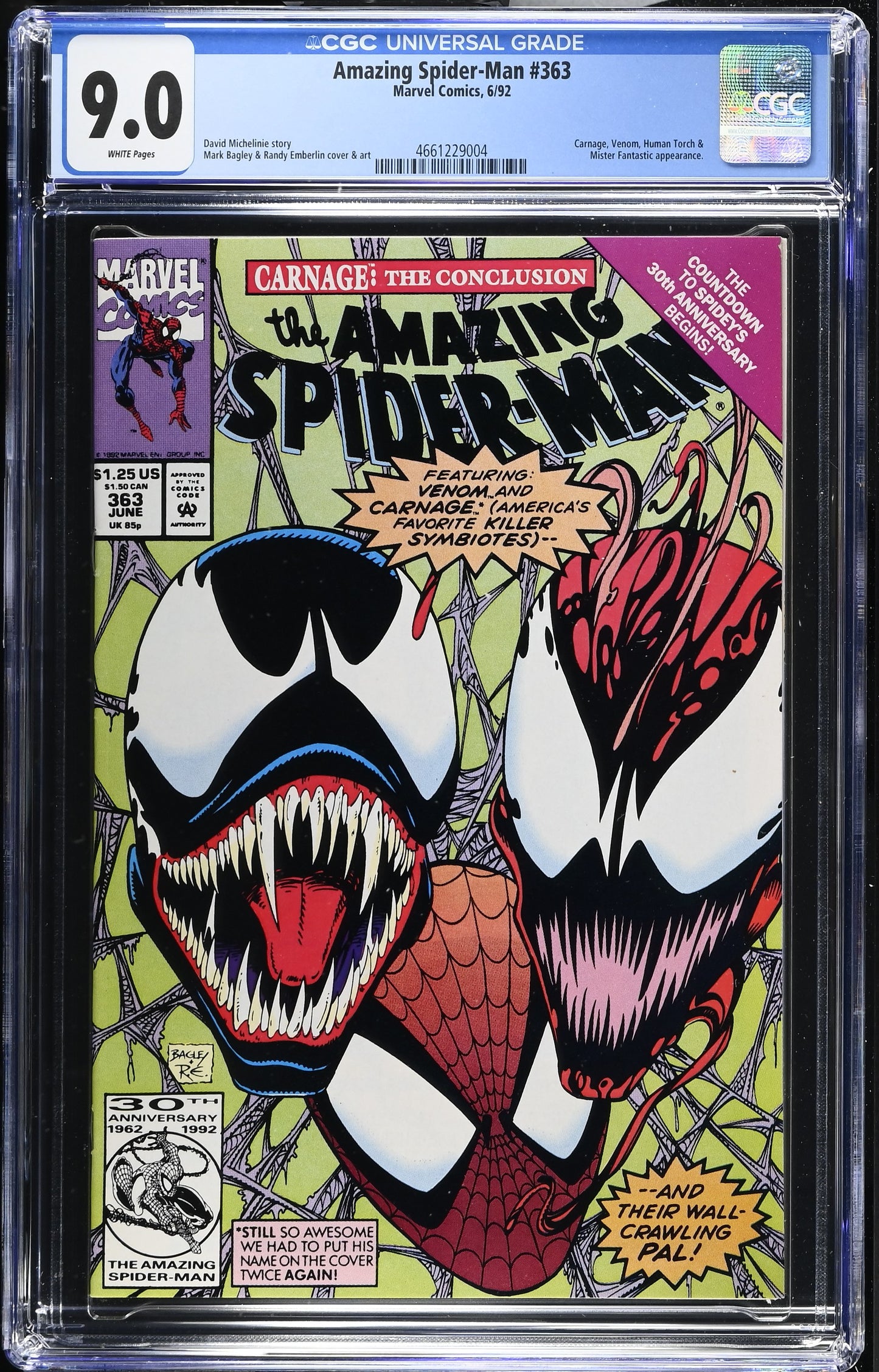 Amazing Spider-Man #363 CGC 9.0 Venom Carnage Appearance