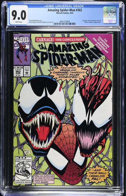 Amazing Spider-Man #363 CGC 9.0 Venom Carnage Appearance