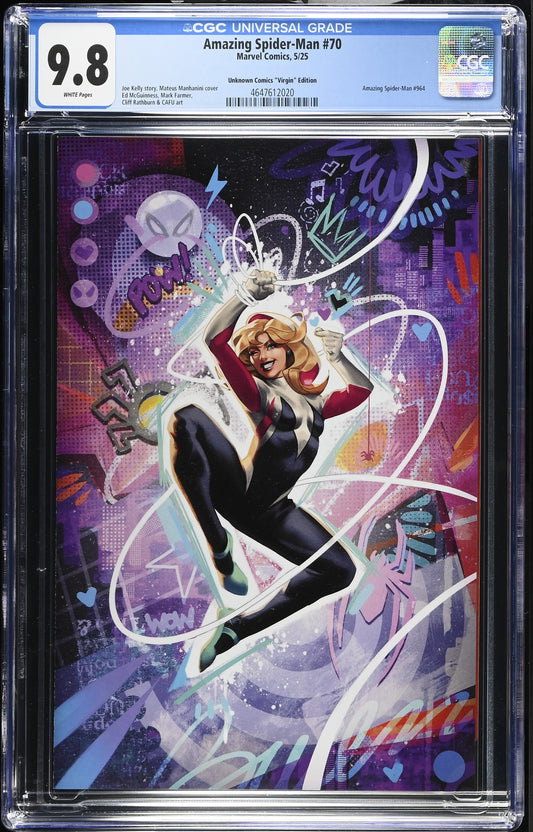 Amazing Spider-Man 70 CGC 9.8 (2025) Manhanini Unknown Comics Virgin Variant