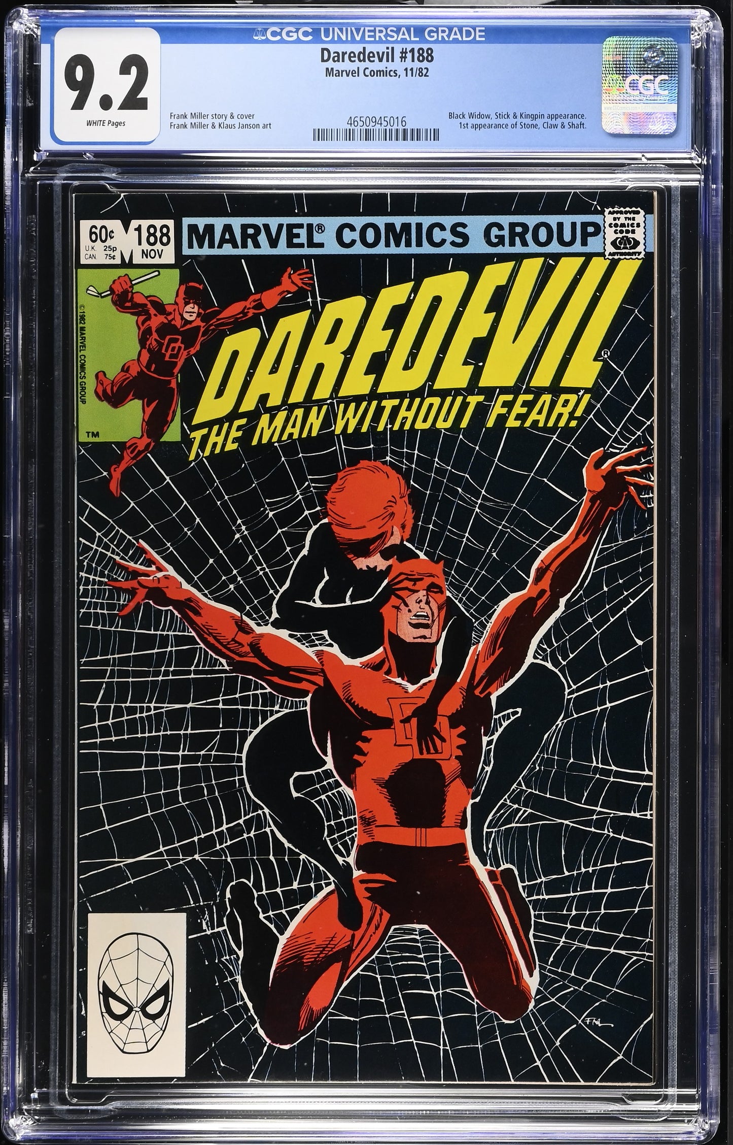Daredevil #188 CGC 9.2 Frank Miller Cover & Story