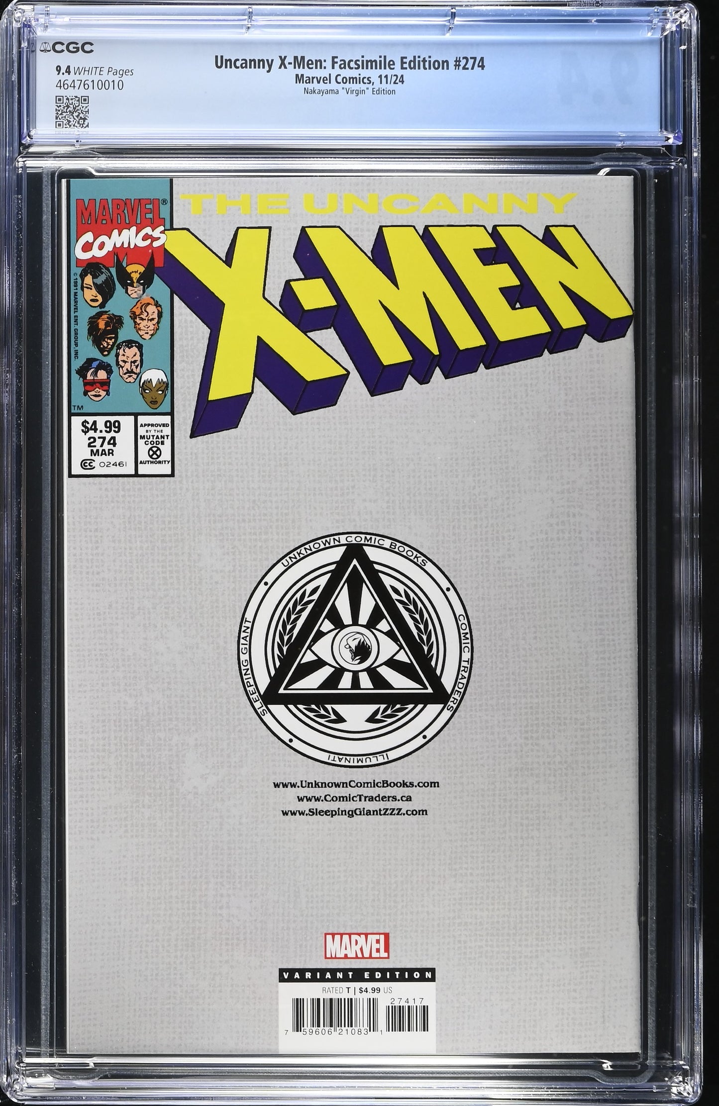 Uncanny X-men #274 Facsimile Virgin Variant - CGC 9.4