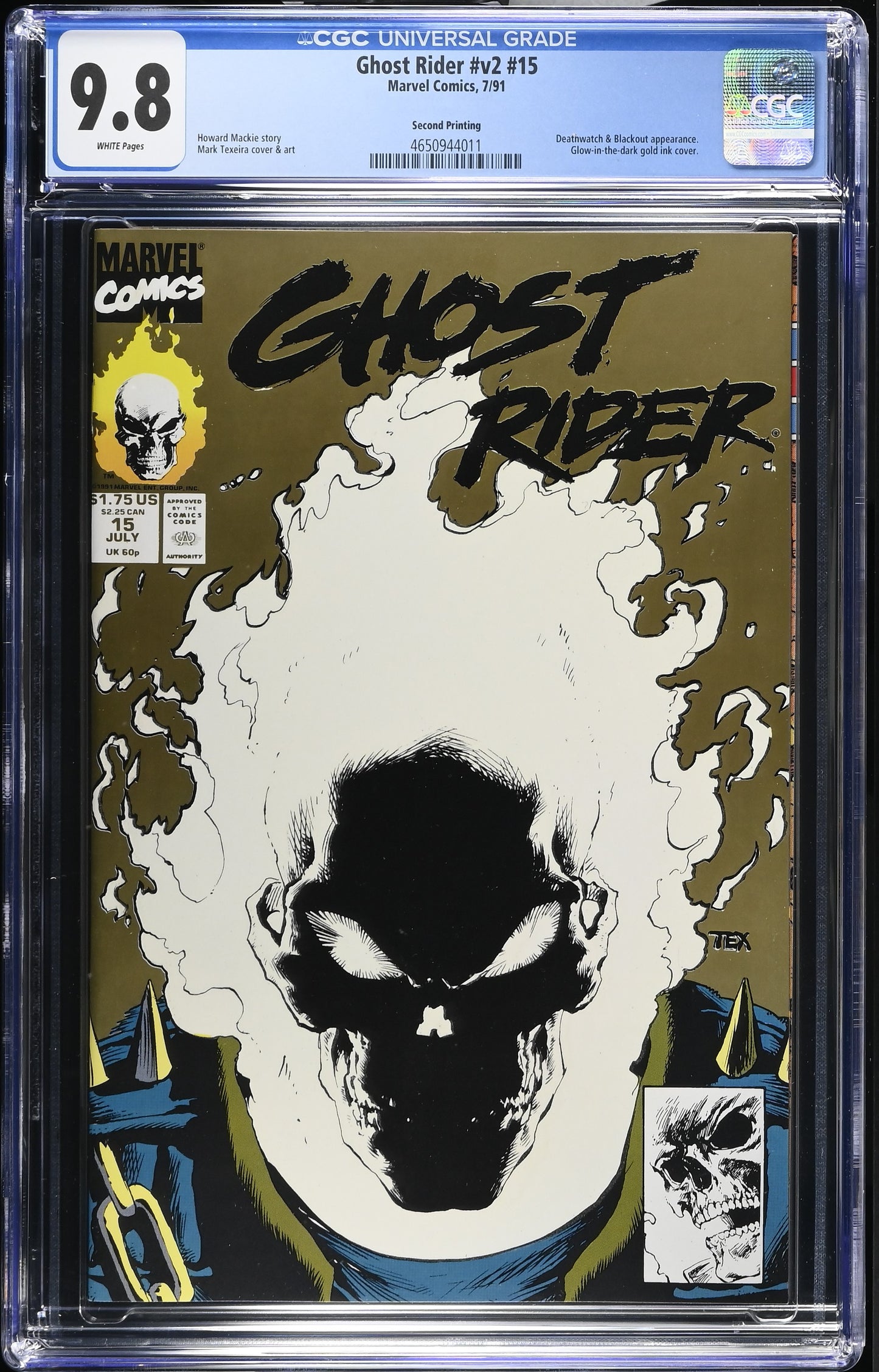 Ghost Rider #15 Gold 2nd Printing CGC 9.8 Glow in the Dark Cover