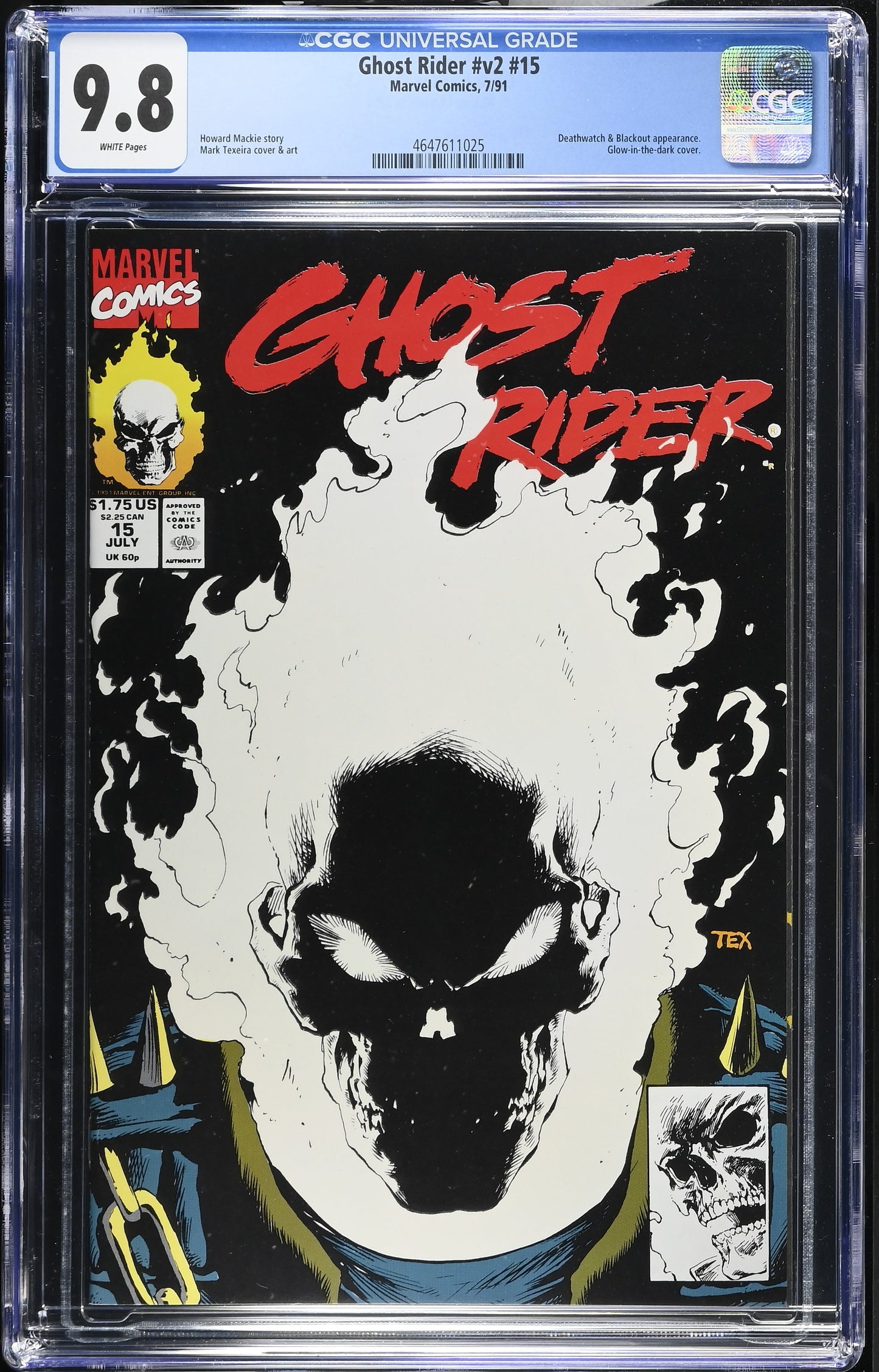 Ghost Rider #15 Marvel Comics 1991 CGC 9.8 First Print Glow Cover