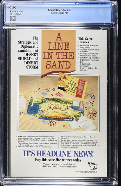 Ghost Rider #15 Marvel Comics 1991 CGC 9.8 First Print Glow Cover