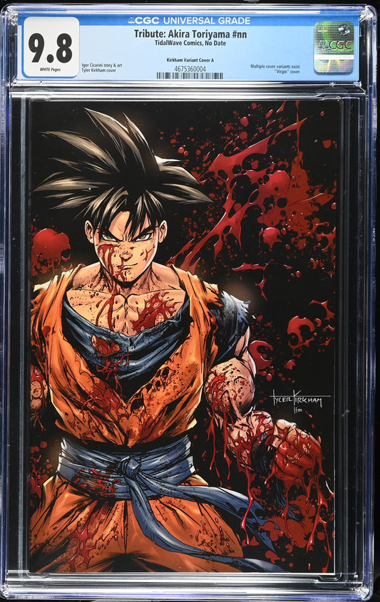 Akira Toriyama Tribute Virgin Battle Damage Goku Black Background CGC 9.8