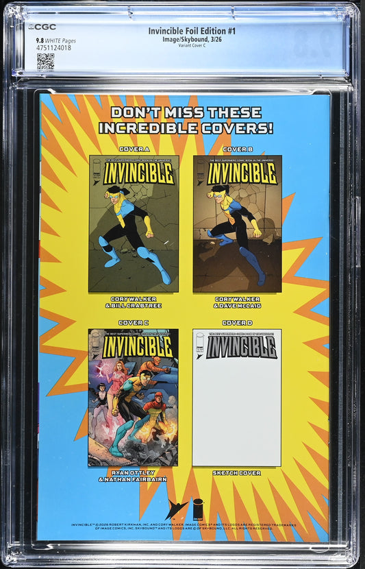 Invincible Foil Edition #1 CGC 9.8 Variant Cover C 03/26