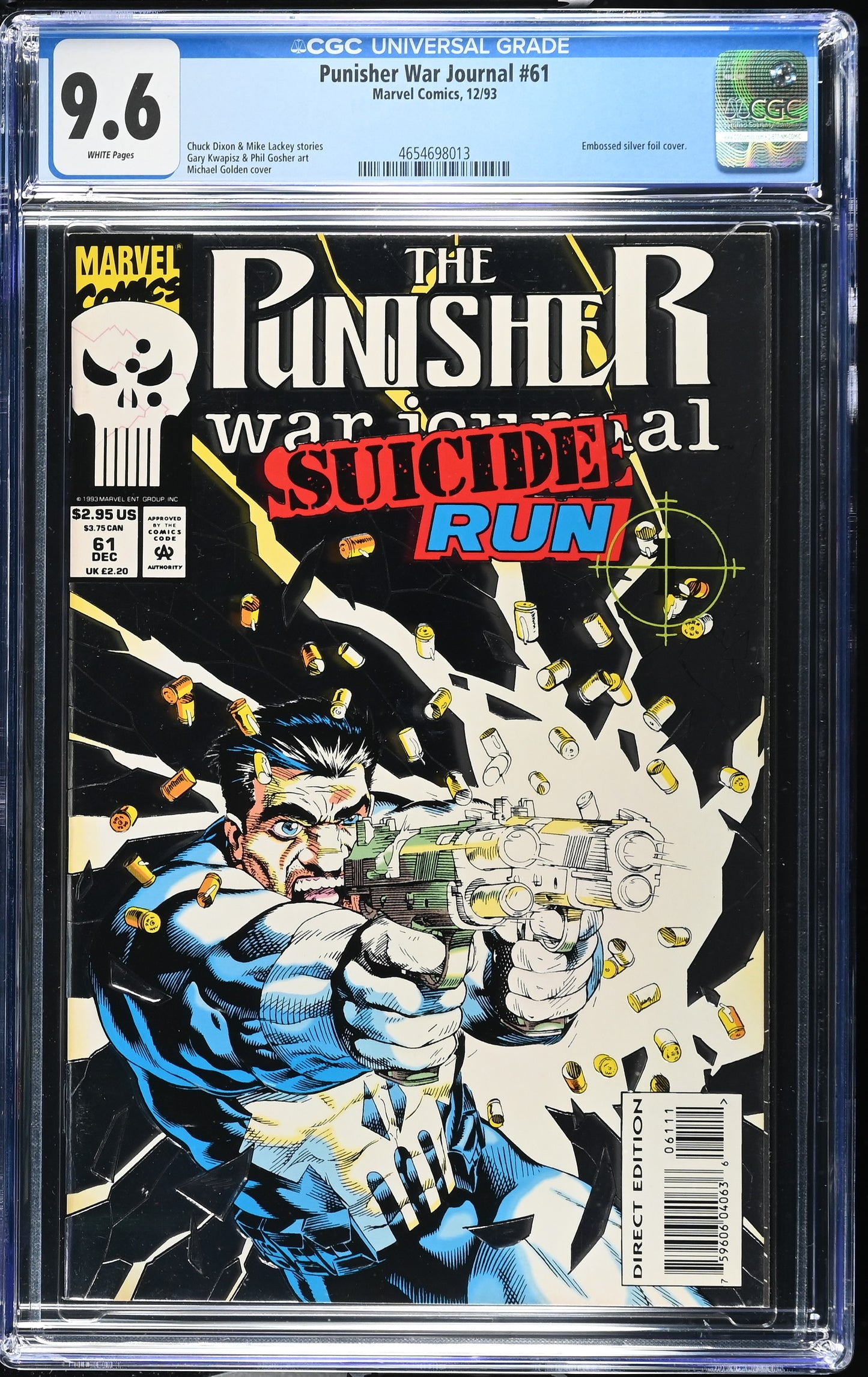 Punisher War Journal 61 CGC 9.6 Suicide Run part 1 Silver Embossed cover