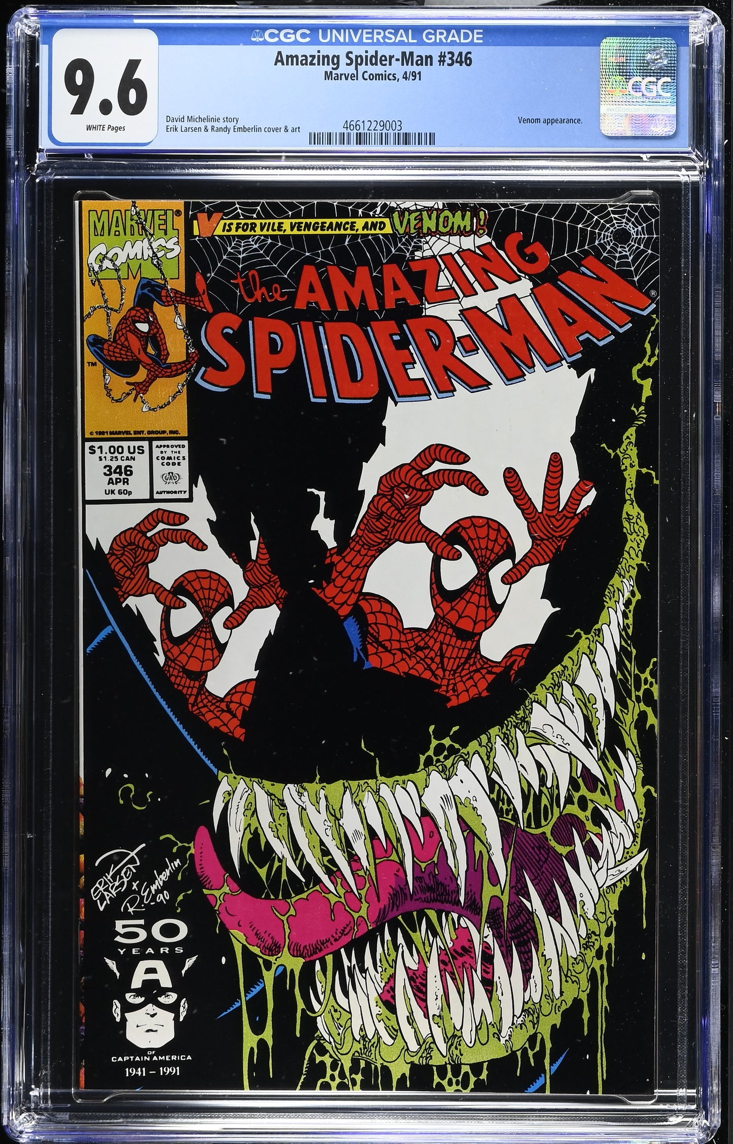 Amazing Spider-Man  #346 CGC 9.6 Venom App