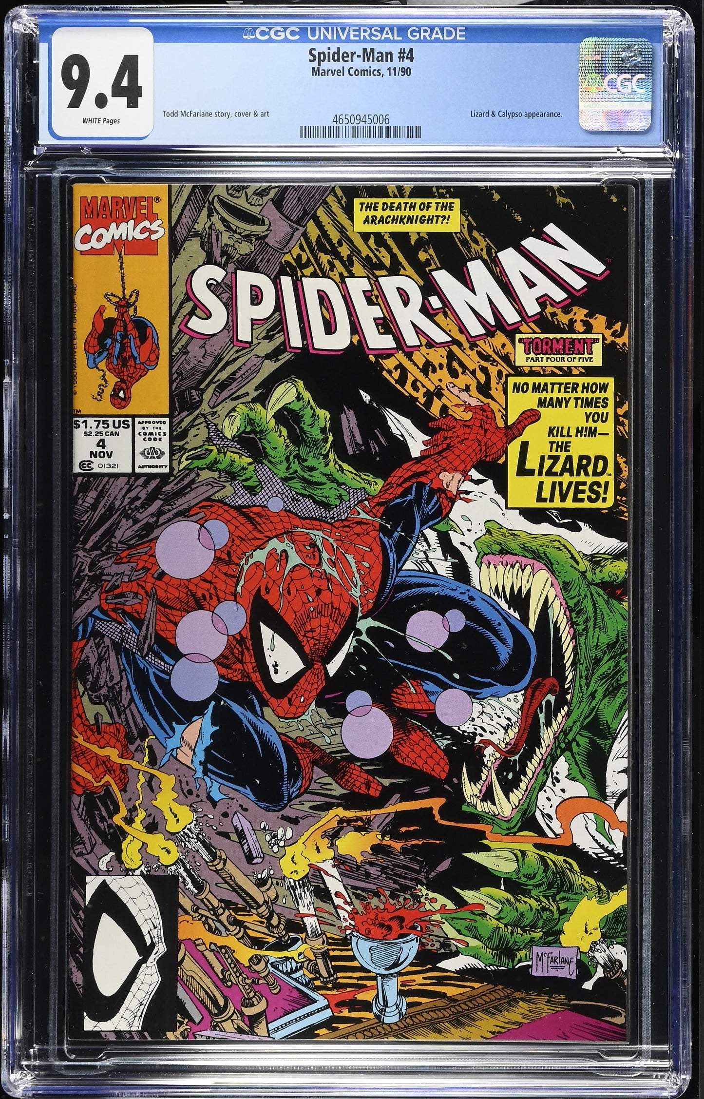 Spider-Man #4 CGC 9.4 Marvel 1990 Key McFarlane Torment Part 4