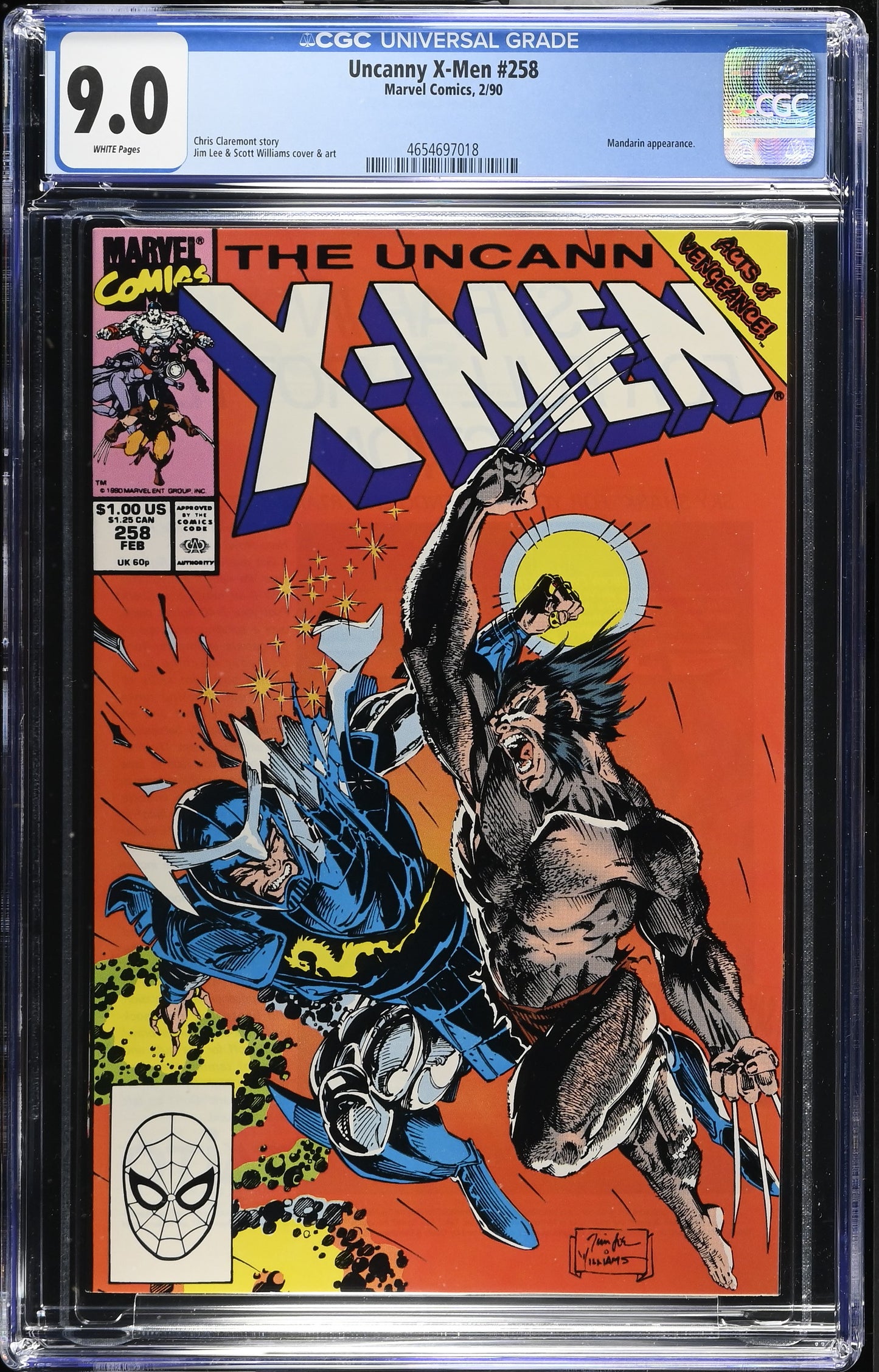Uncanny X-Men # 258 CGC 9.0 Marvel 1990 Mandarin Appearance Jim Lee