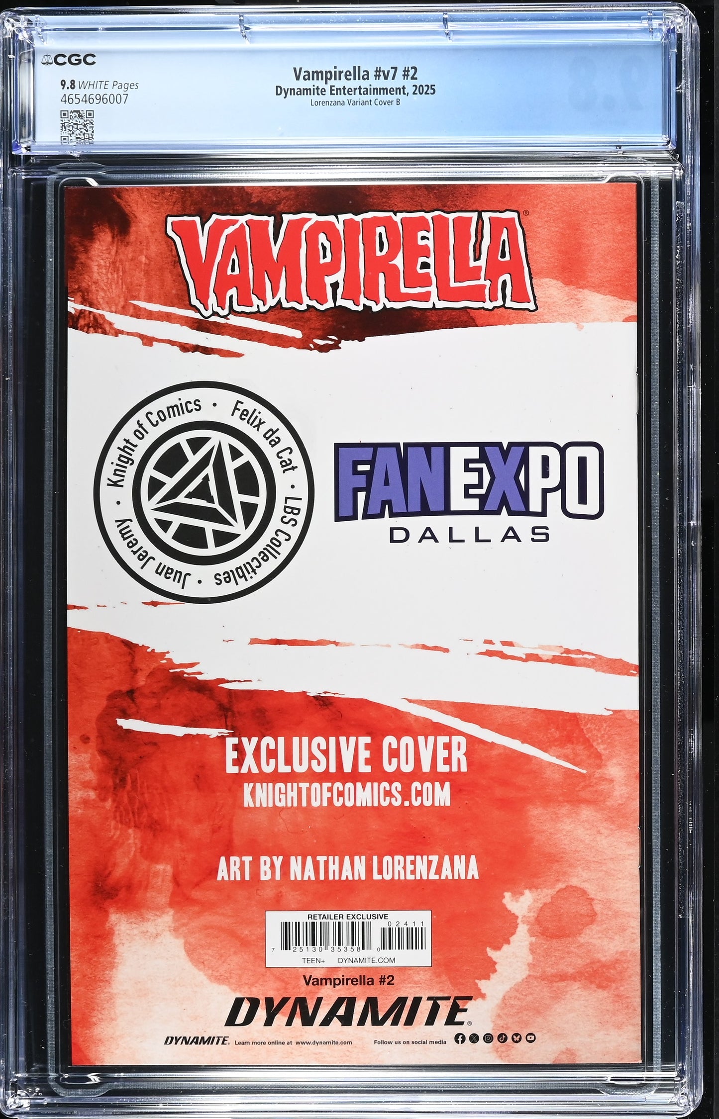 Vampirella #2 - Nathan Lorenzana Virgin Variant Gold B Knight Comic Cgc 9.8