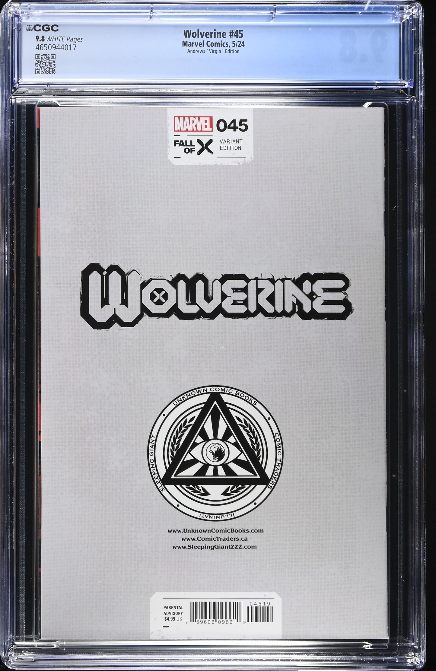 Wolverine #45 CGC 9.8 2024 Marvel Comics Kaare Andrews Virgin Variant