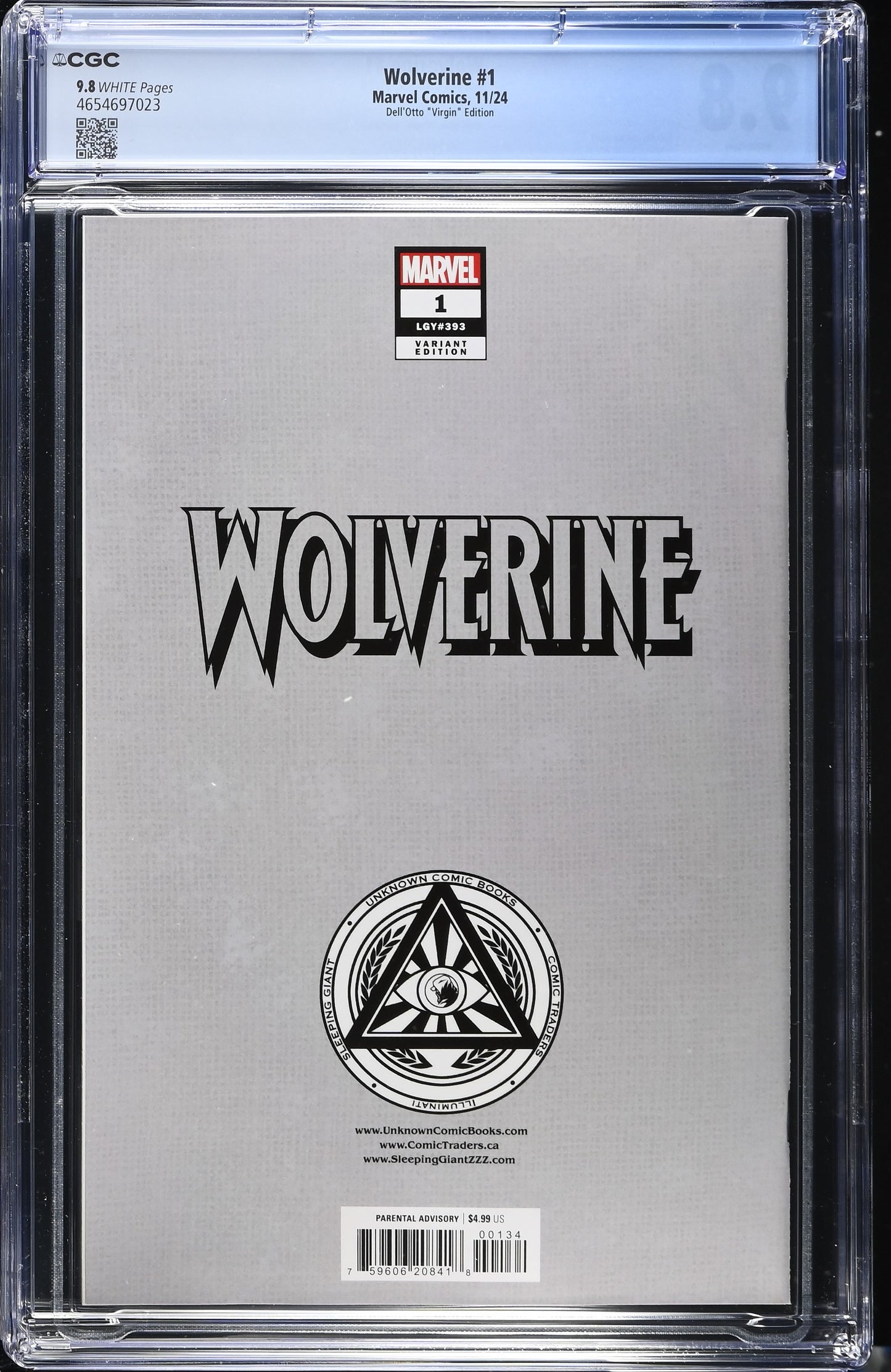 Wolverine #1 Dell'Otto Virgin Variant- Unknown Comics Exclusive- CGC 9.8