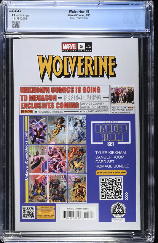 Wolverine #5 Ejikure Exclusive Virgin Graded Comic 2025, Phoenix X-Men Cgc 9.8