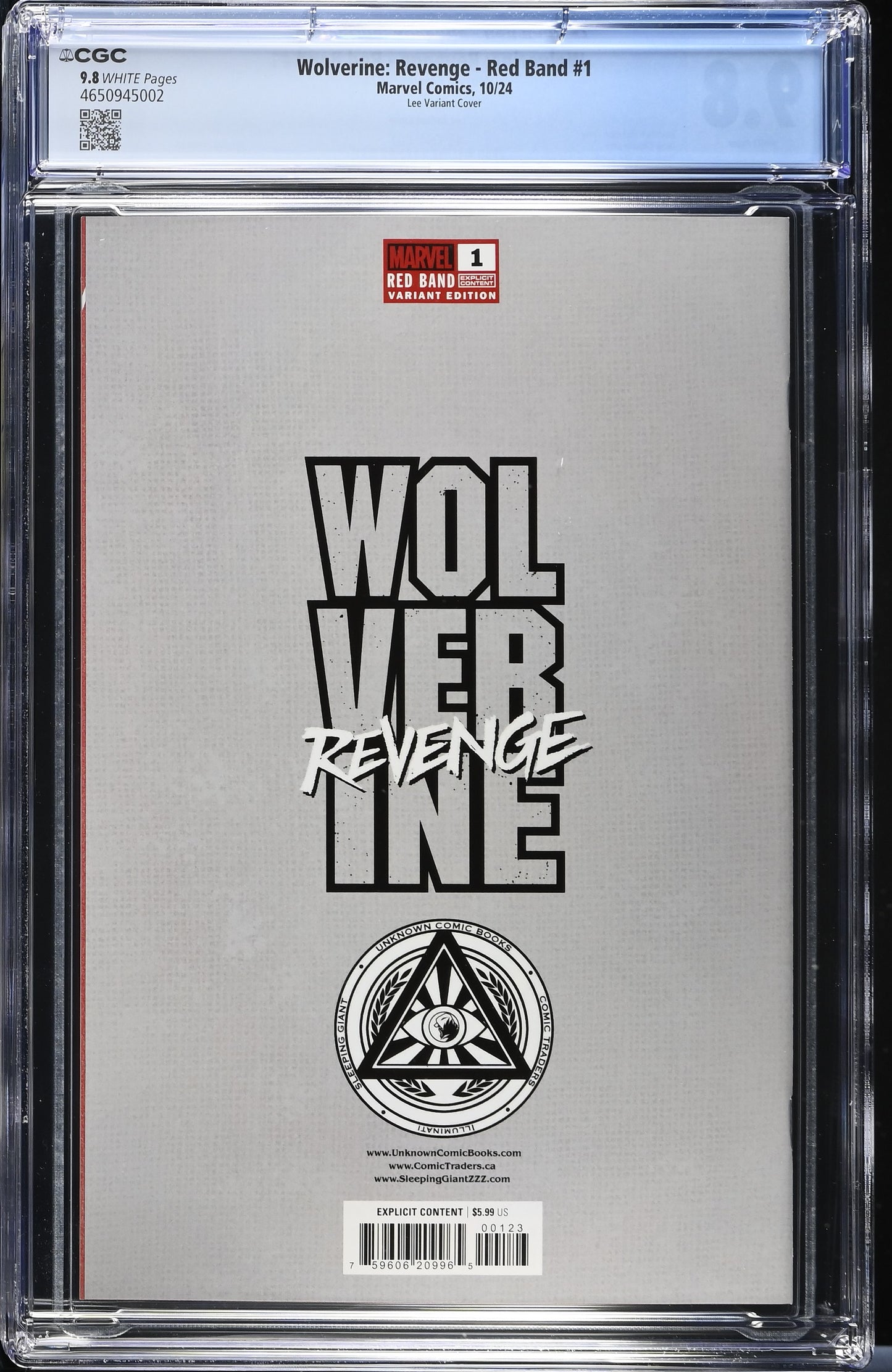 Wolverine Revenge: Red Band #1 CGC 9.8 Puppeteer Lee Variant Edition